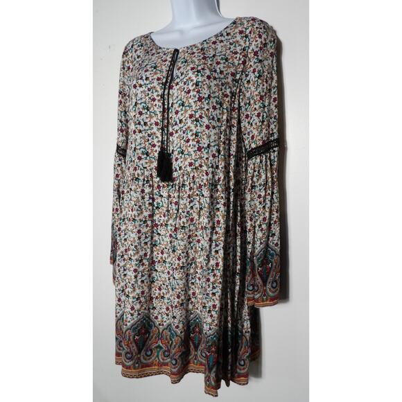 Spade & Heart Large Dress Shift Boho Hippie Bell Sleeve Floral Peasant - Picture 2 of 13